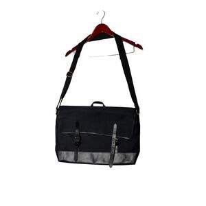 A.P.C men black canvas and leather messenger bag